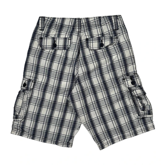 Lee Checked Cargo Shorts - 28W 11L Black & White Cotton