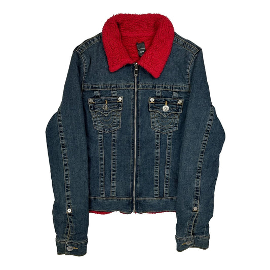 True Religion Contrast Stitch Denim Jacket - Medium Blue Denim