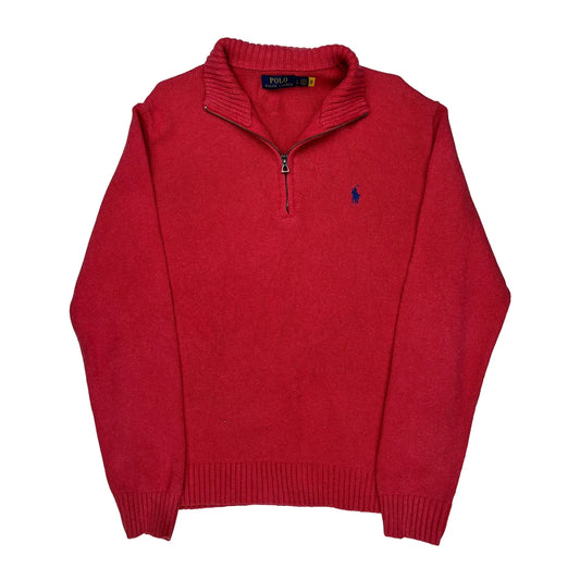 Polo By Ralph Lauren 1/4 Zip - Large Red Cotton