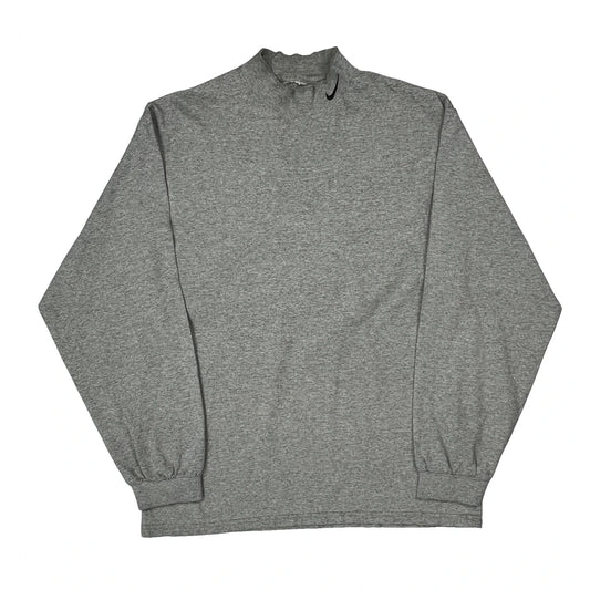 Nike Long Sleeve T-Shirt - Medium Gray Cotton Blend