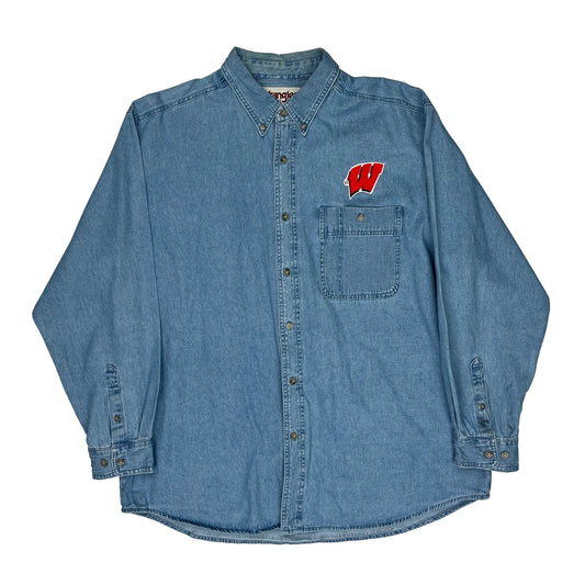 Vintage W Logo Wrangler Denim Shirt - XL Blue Cotton