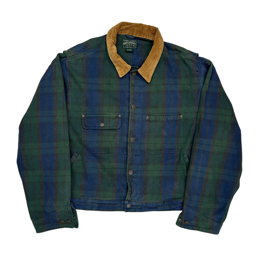 1980S Plaid Polo By Ralph Lauren Country Checked Denim Jacket - 2XL Green Cotton