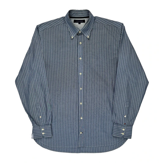 Tommy Hilfiger Striped Shirt - Large Blue Cotton