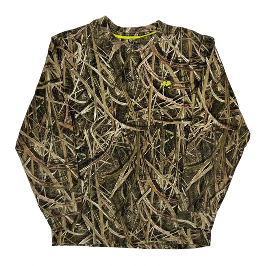 Mossy Oak Camo Long Sleeve T-Shirt - 2XL Green Cotton Blend