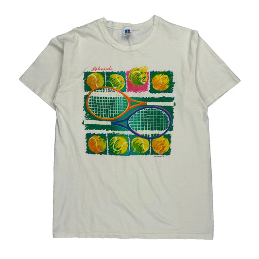 Tennis Russell Athletic Single Stitch T-Shirt - Large White Cotton