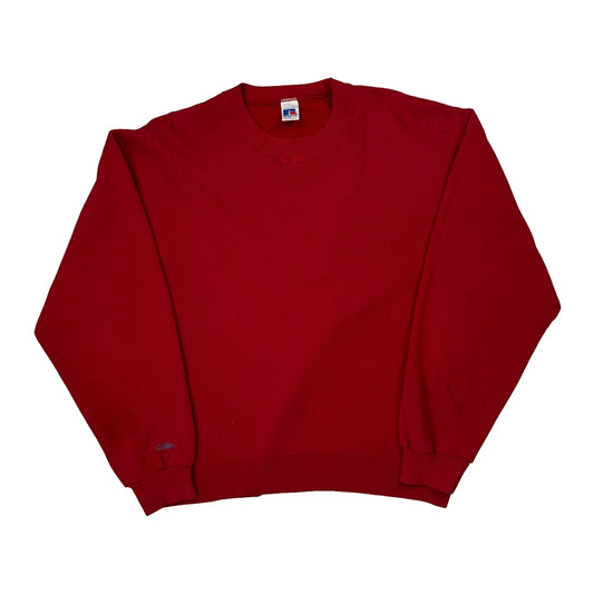 Russell Athletic Sweatshirt - Large Red Cotton