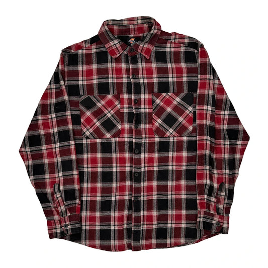 Dickies Checked Flannel Shirt - Medium Black Cotton