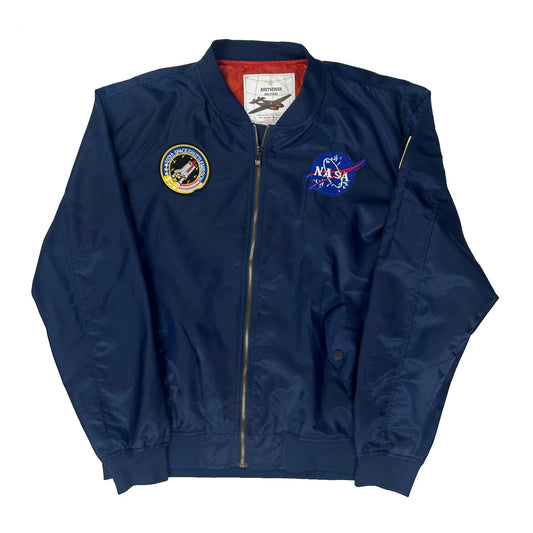 Nasa Patch Asstseries Bomber Jacket - Large Navy Nylon