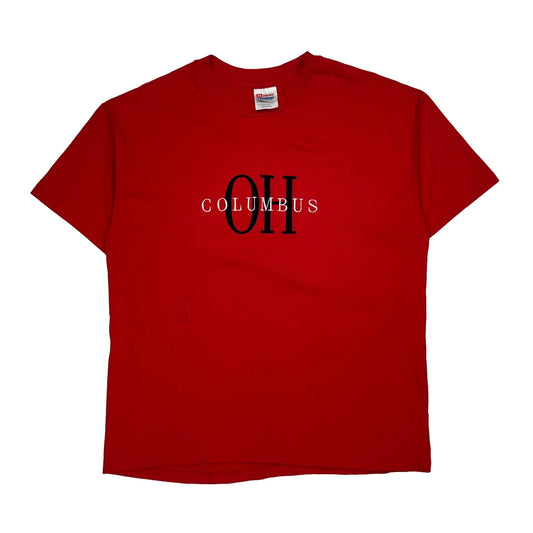 Columbus Hanes Single Stitch T-Shirt - XL Red Cotton