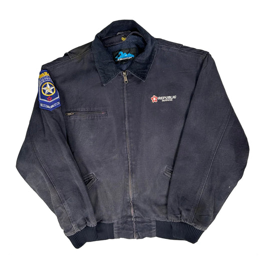 Republic Services Tri-Mountain Workwear Bomber Jacket - Large Black Cotton