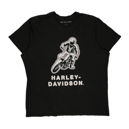 Motorcycle Harley Davidson Graphic T-Shirt - 2XL Black Cotton