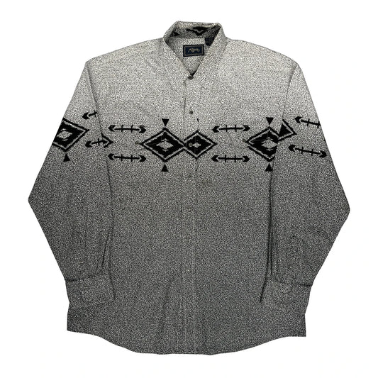 Roper Patterned Shirt - XL Black & White Cotton