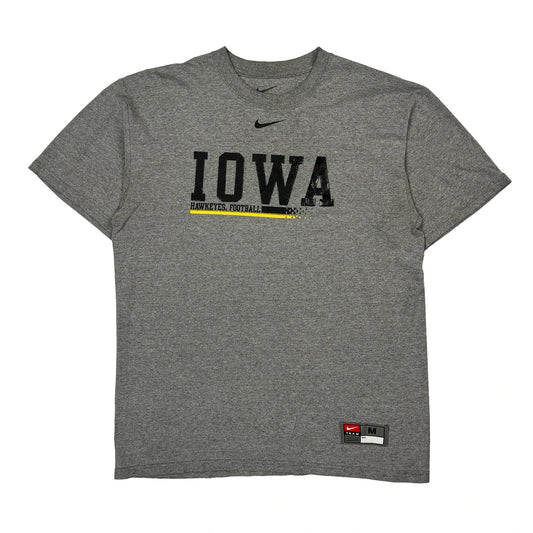 Iowa Hawkeyes Football Nike T-Shirt - Medium Grey Cotton