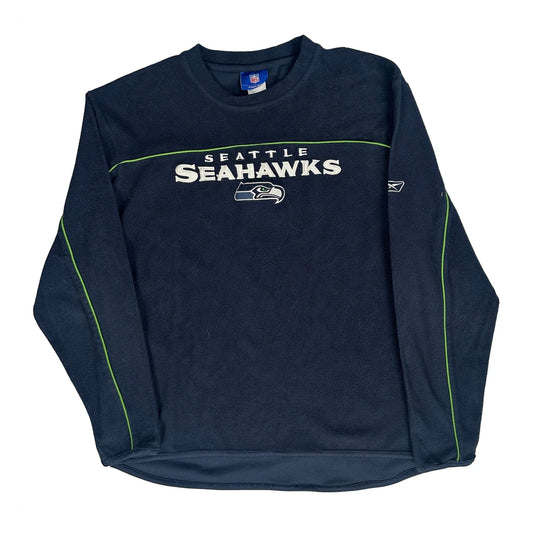 Seattle Seahawks Reebok Football Fleece - Large Navy Cotton