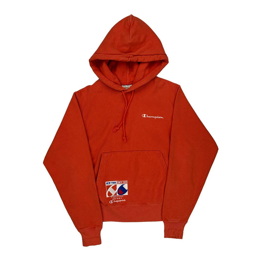 Reverse Weave Champion Hoodie - Small Orange Cotton Blend