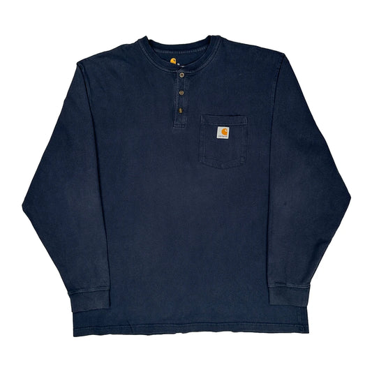 Carhartt Long Sleeve T-Shirt - XL Navy Cotton