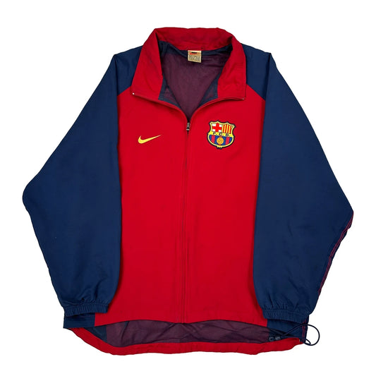 90S Fc Barcelona Nike Graphic Track Jacket - Medium Red Polyester