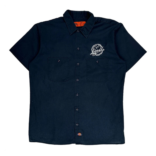 Vintage Legends Dickies Short Sleeve Shirt - Large Navy Polyester Blend