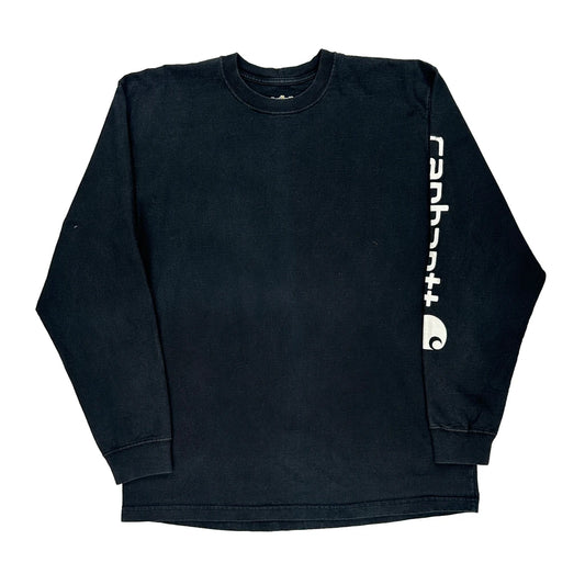 Carhartt Spellout Long Sleeve T-Shirt - Large Black Cotton
