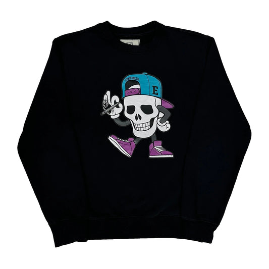 Skull Design Ecko Unltd Graphic Sweatshirt - Small Black Cotton