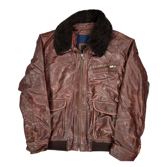 Pedro Del Hierro Leather Jacket - 2XL Brown Leather