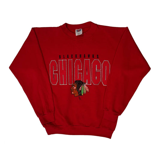 Vintage Chicago Blackhawks Tnt Nhl Sweatshirt - Large Red Cotton Blend