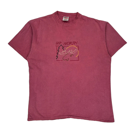 Up North Oneita Single Stitch T-Shirt - XL Red Cotton