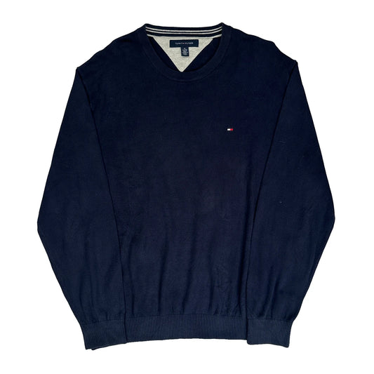 Tommy Hilfiger V-Neck Jumper - XL Navy Cotton
