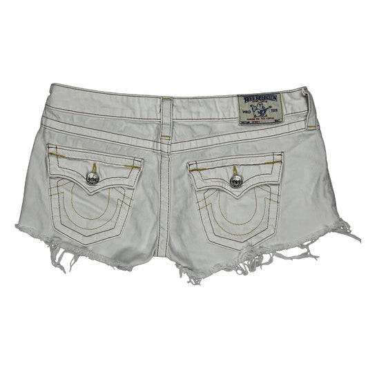 True Religion Denim Shorts - 28W UK 4 White Cotton
