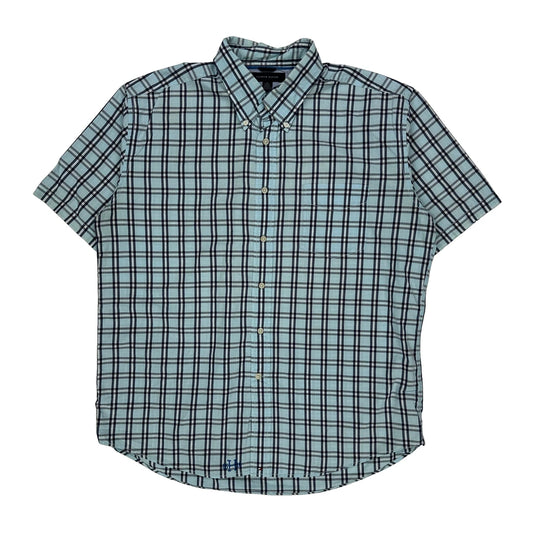 Tommy Hilfiger Checked Short Sleeve Shirt - XL Blue Cotton