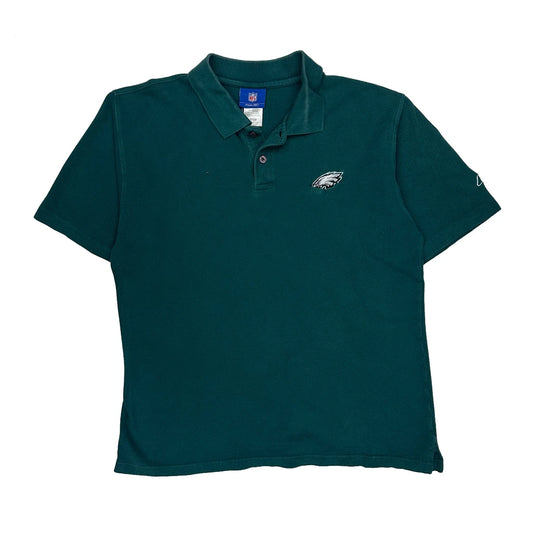 Vintage Philadelphia Eagles Nfl Polo Shirt - Medium Green Cotton