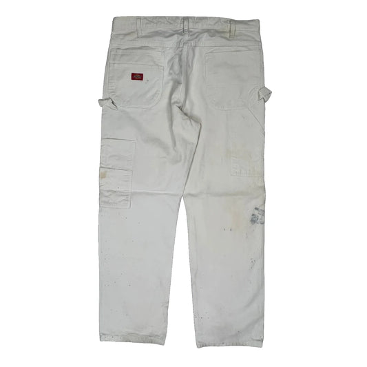 Dickies Double Knee Carpenter Trousers - 38W 32L White Cotton