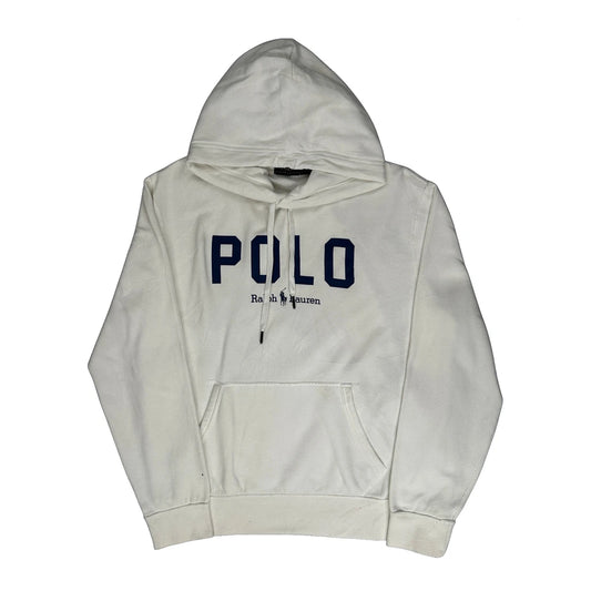 Polo By Ralph Lauren Spellout Hoodie - Large White Cotton