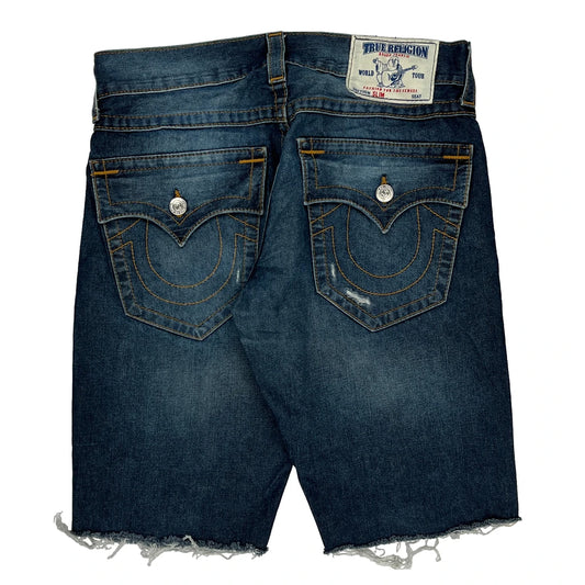 True Religion Denim Shorts - 35W 12L Blue Cotton
