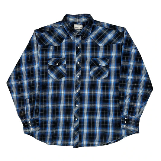 Wrangler Checked Flannel Shirt - 2XL Blue Cotton
