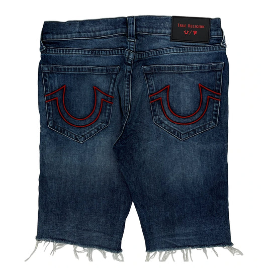 Manchester United True Religion Denim Shorts - 34W 11L Dark Wash Cotton