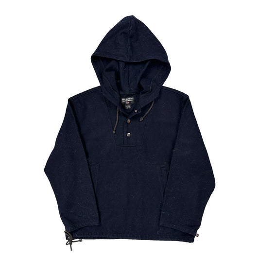 Wool Blend Ralph Lauren Polo Jeans Hooded Henley Jumper - Small Navy Wool Blend