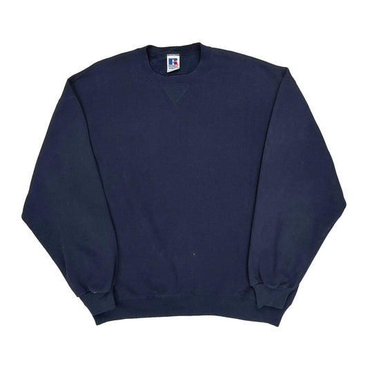 90'S Blank Made In USA Russell Athletic Sweatshirt - XL Navy Cotton Blend