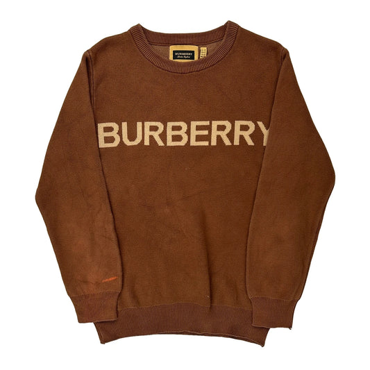 Burberry Spellout Jumper - Medium Brown Cotton