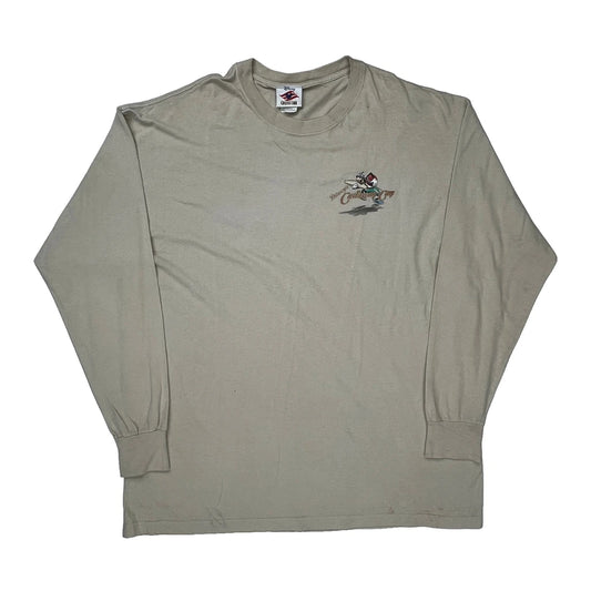 Castaway Cay Disney Cartoon Long Sleeve T-Shirt - XL Beige Cotton