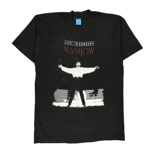 Vintage 1993 Barry Manilow Tour Fruit Of The Loom Single Stitch T-Shirt - Large Black Cotton