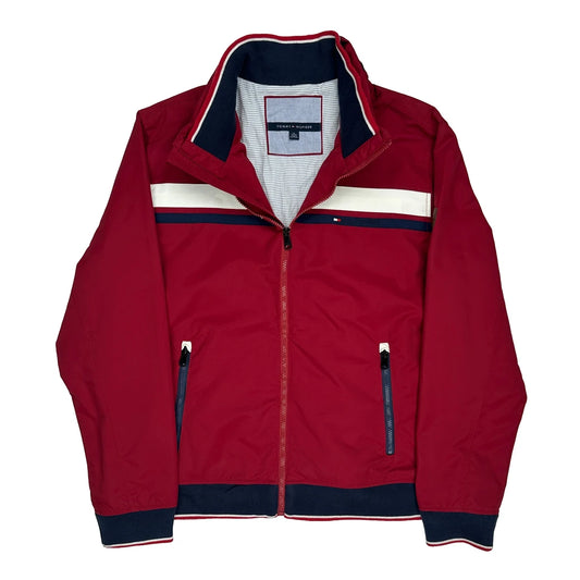 Tommy Hilfiger Striped Track Jacket - XL Red Polyester