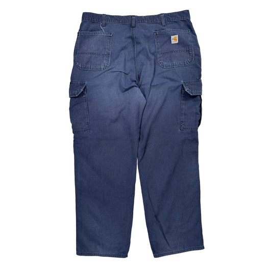Carhartt Cargo Trousers - 38W 32L Blue Cotton