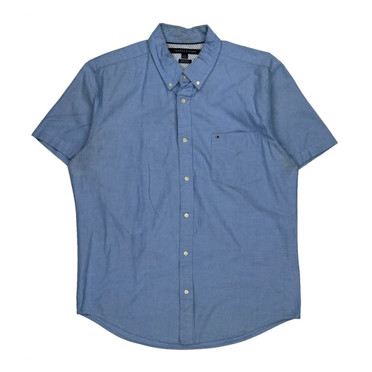 Tommy Hilfiger Short Sleeve Shirt - Large Blue Cotton