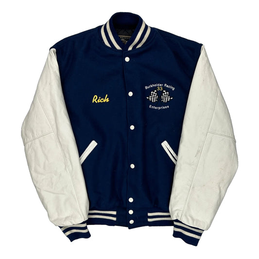 Vintage Made In USA Holloway Varsity Jacket - Large Navy Wool Blend