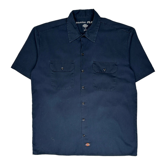Dickies Flex Dickies Short Sleeve Shirt - Large Navy Polyester Blend