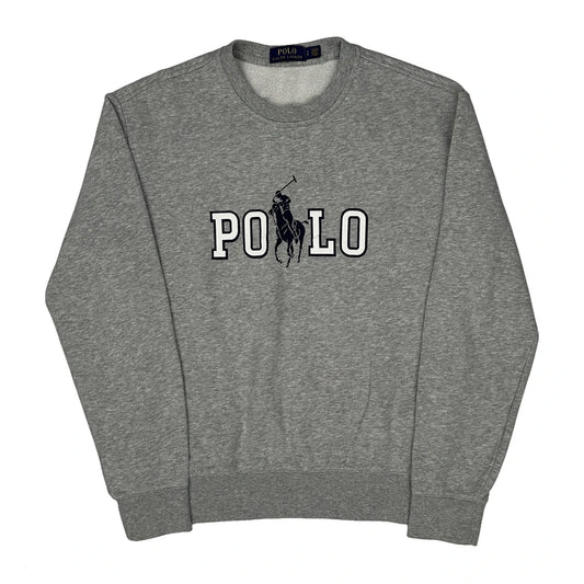 Vintage Polo By Ralph Lauren Spellout Sweatshirt - Small Grey Cotton