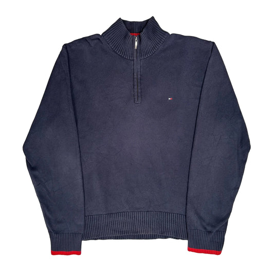 Vintage Tommy Hilfiger 1/4 Zip - 2XL Navy Cotton