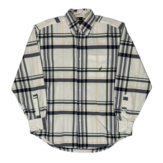 Nautica Checked Shirt - Medium Cream Cotton