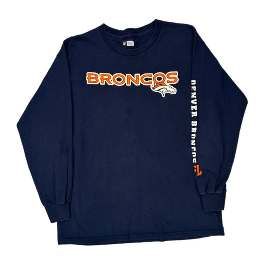 Denver Broncos Nfl Long Sleeve T-Shirt - Large Navy Cotton